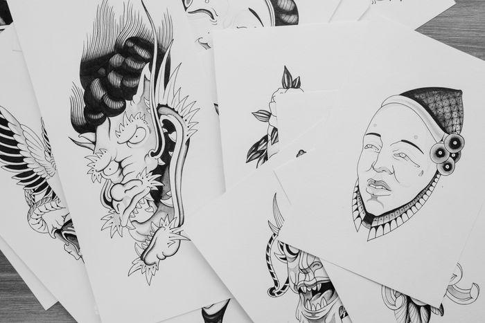 Flash Design: Drache und Hannya